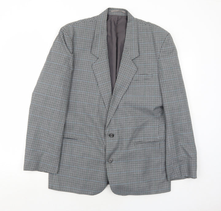 I.D. Mens Grey Geometric Polyester Jacket Blazer Size 40 Regular