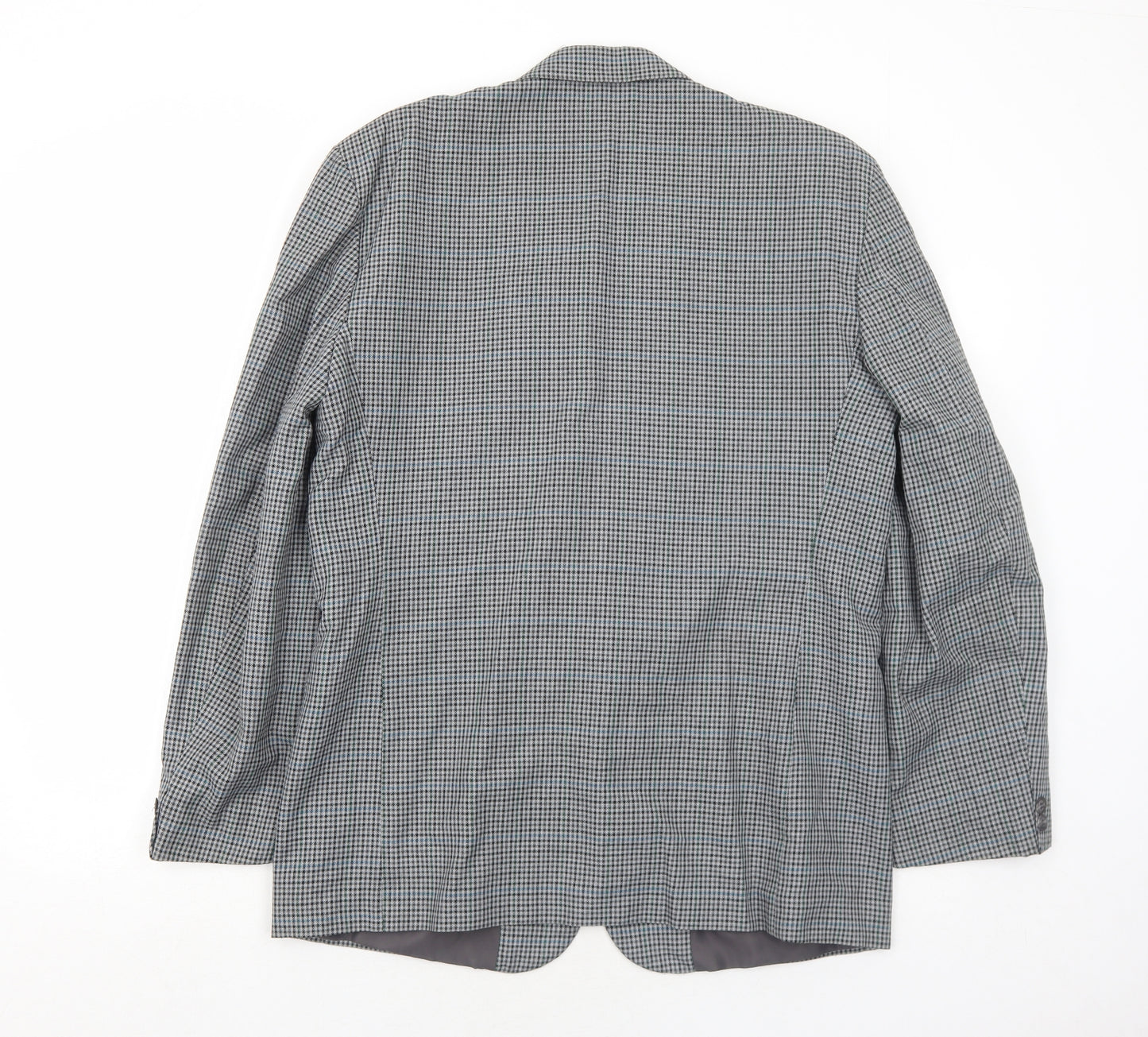 I.D. Mens Grey Geometric Polyester Jacket Blazer Size 40 Regular