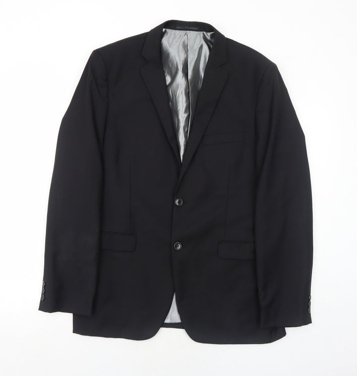 Goodsouls Mens Black Polyester Jacket Suit Jacket Size 40 Regular