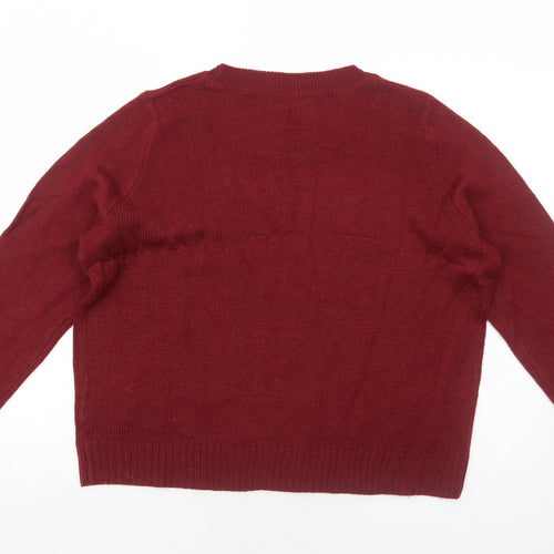 H&M Womens Red Round Neck Acrylic Pullover Jumper Size L