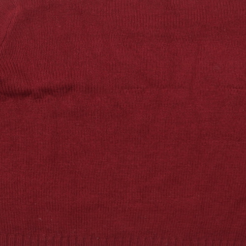 H&M Womens Red Round Neck Acrylic Pullover Jumper Size L