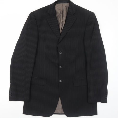 Marks and Spencer Mens Black Striped Polyester Jacket Suit Jacket Size 38 Regular