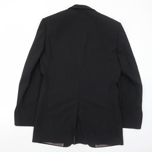 Marks and Spencer Mens Black Striped Polyester Jacket Suit Jacket Size 38 Regular