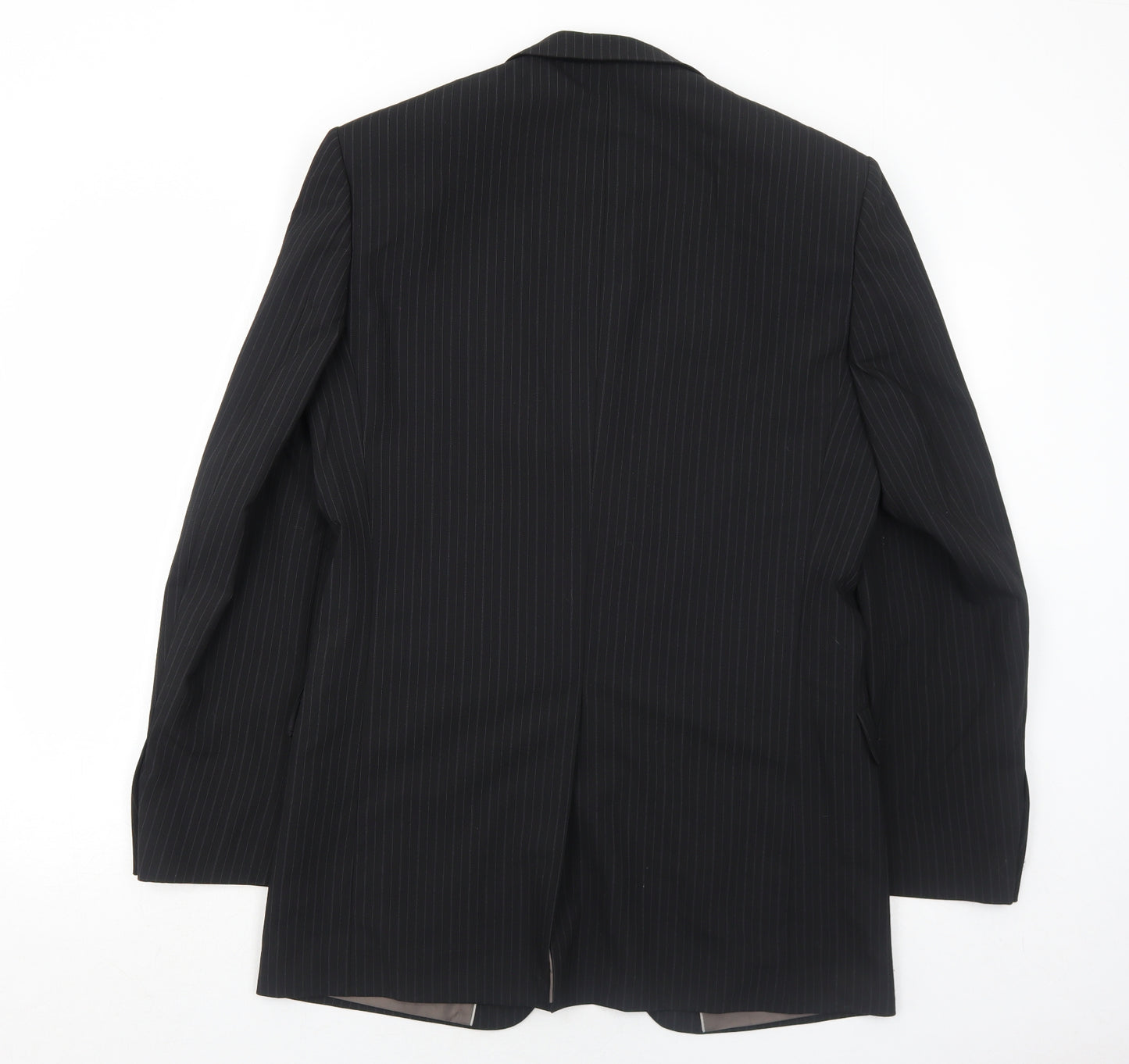 Marks and Spencer Mens Black Striped Polyester Jacket Suit Jacket Size 38 Regular