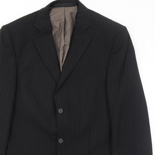 Marks and Spencer Mens Black Striped Polyester Jacket Suit Jacket Size 38 Regular
