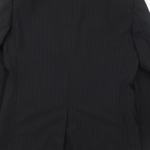 Marks and Spencer Mens Black Striped Polyester Jacket Suit Jacket Size 38 Regular