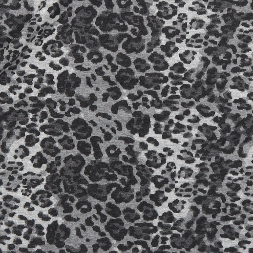 Marks and Spencer Womens Grey Round Neck Animal Print Acrylic Pullover Jumper Size 12 - Leopard Pattern