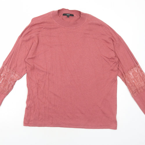 NEXT Womens Pink Round Neck Cotton Pullover Jumper Size 16