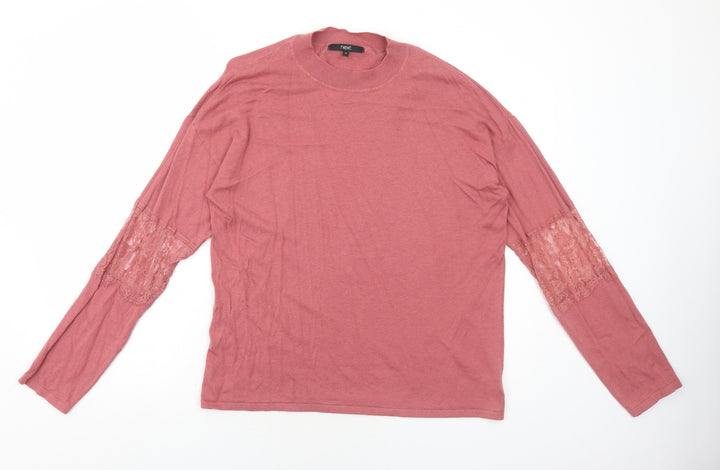 NEXT Womens Pink Round Neck Cotton Pullover Jumper Size 16
