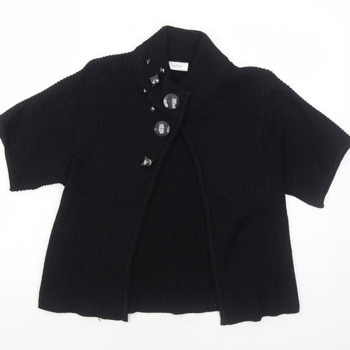 Faber Womens Black High Neck Wool Cardigan Jumper Size 10