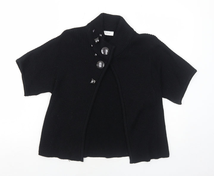 Faber Womens Black High Neck Wool Cardigan Jumper Size 10