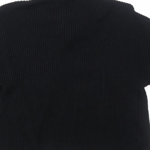 Faber Womens Black High Neck Wool Cardigan Jumper Size 10