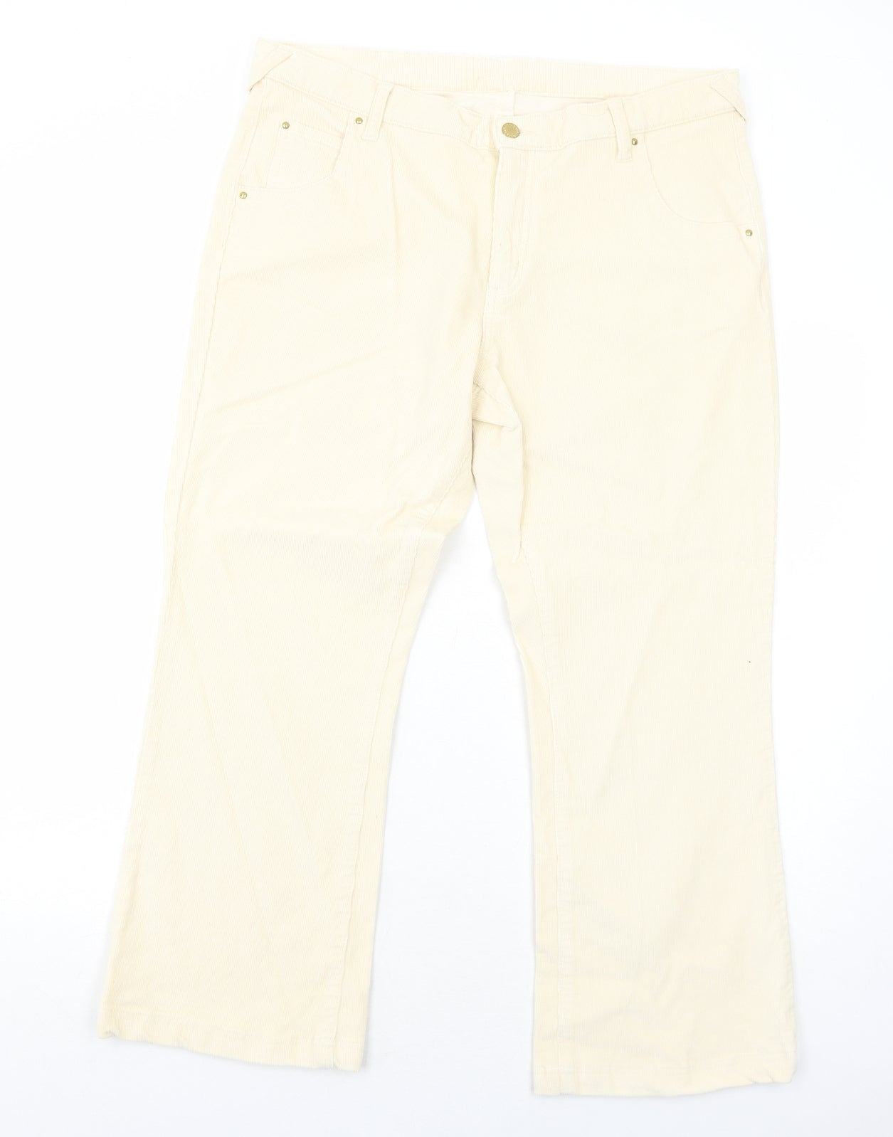 Marks and Spencer Womens Ivory Cotton Trousers Size 18 Regular Zip
