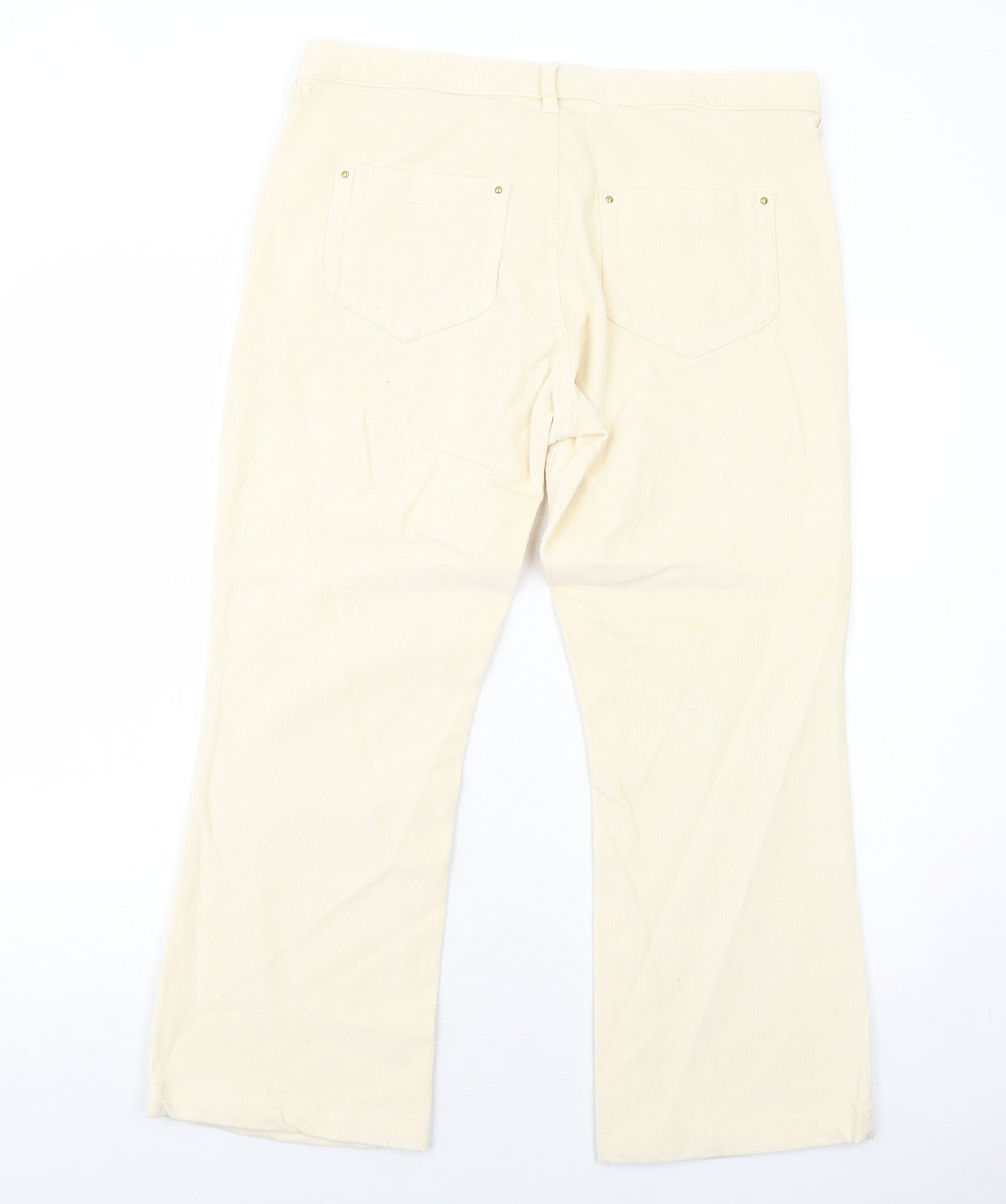Marks and Spencer Womens Ivory Cotton Trousers Size 18 Regular Zip