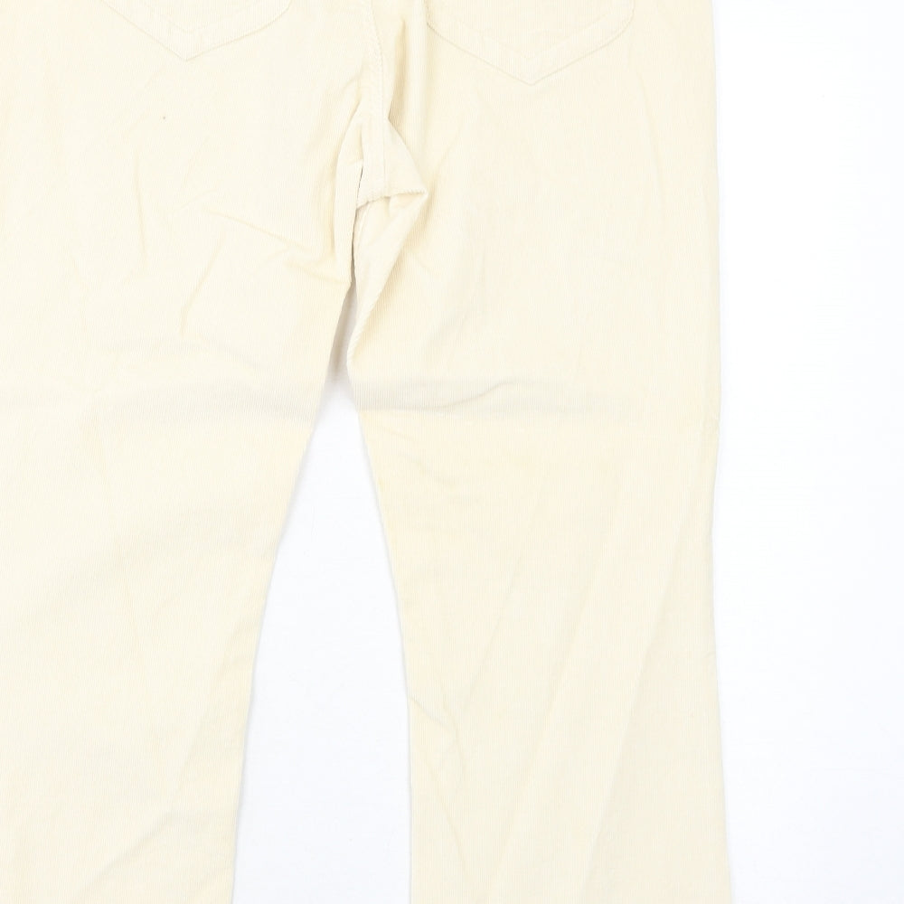 Marks and Spencer Womens Ivory Cotton Trousers Size 18 Regular Zip