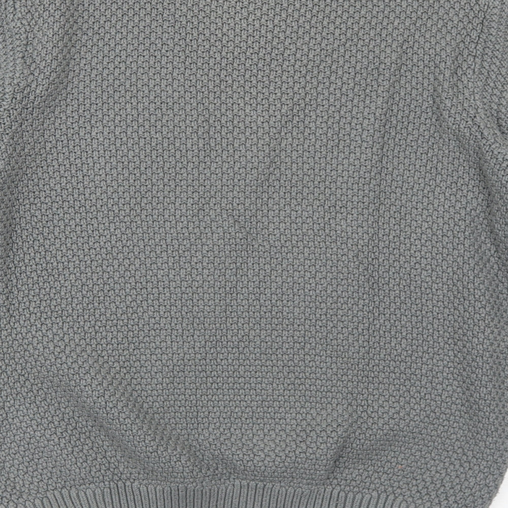 Topman Mens Grey Round Neck Cotton Pullover Jumper Size M Long Sleeve