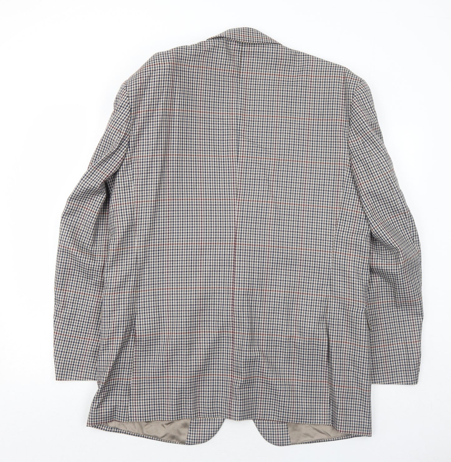 Berkertex Mens Grey Geometric Wool Jacket Suit Jacket Size 42 Regular
