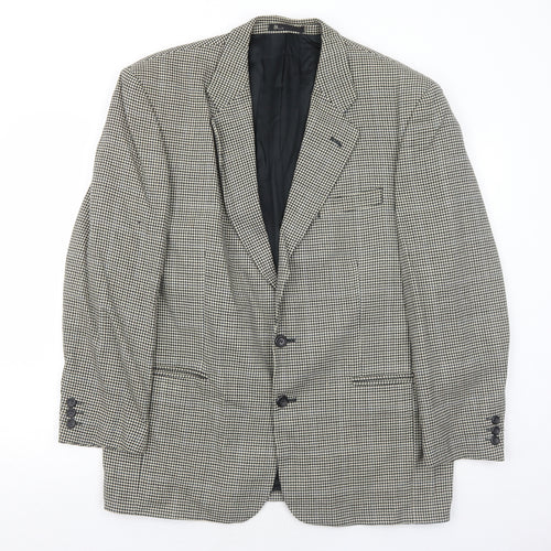 BHS Mens Ivory Geometric Wool Jacket Suit Jacket Size 42 Regular