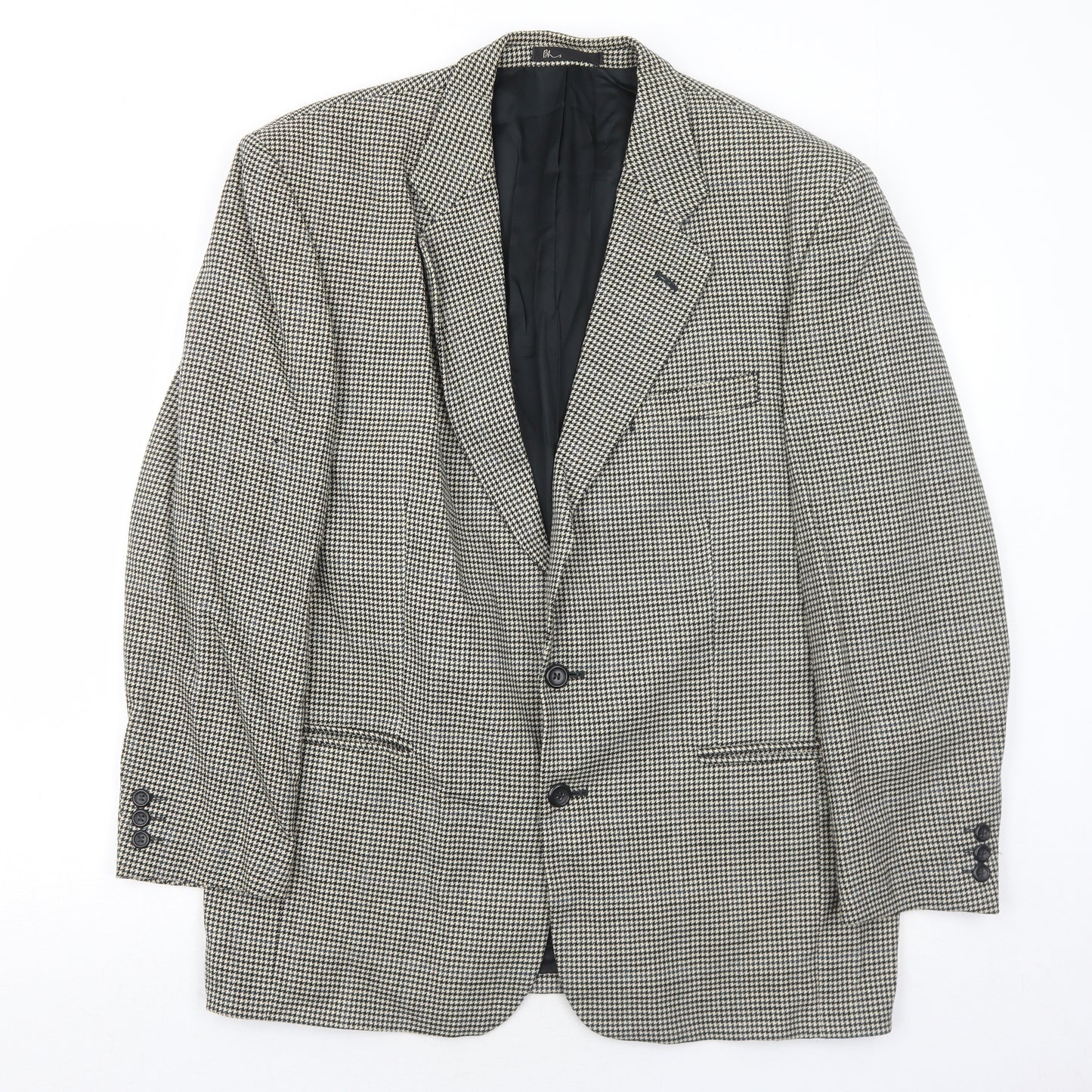 BHS Mens Ivory Geometric Wool Jacket Suit Jacket Size 42 Regular