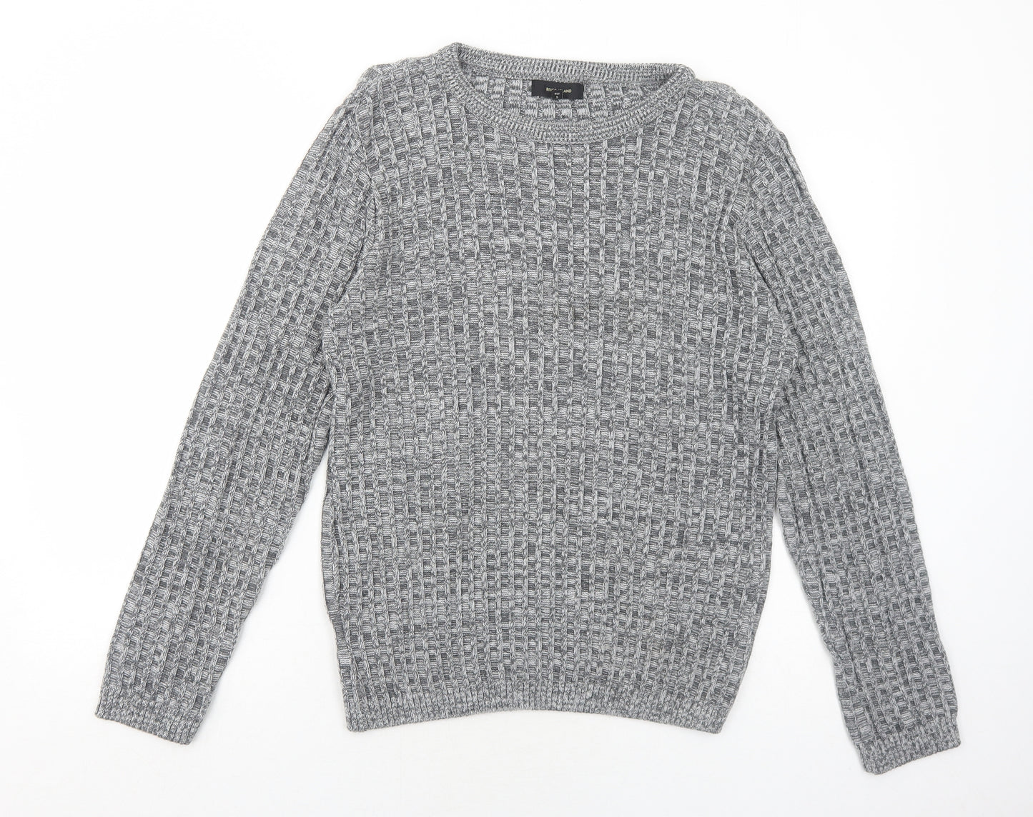 River Island Mens Grey Round Neck Acrylic Pullover Jumper Size XL Long Sleeve