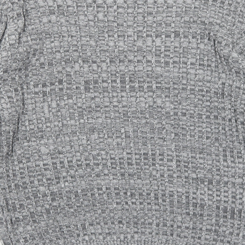 River Island Mens Grey Round Neck Acrylic Pullover Jumper Size XL Long Sleeve