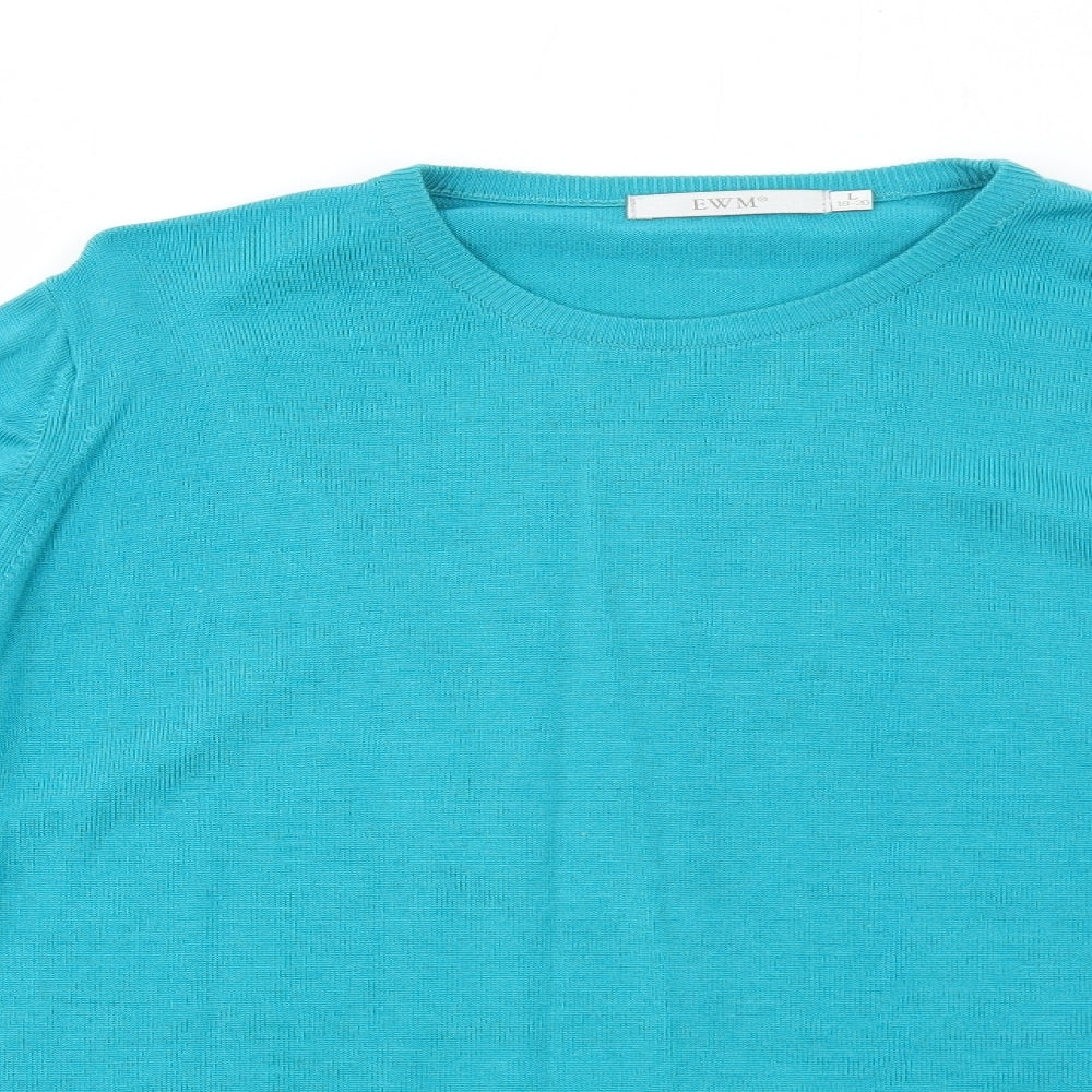 EWM Womens Blue Round Neck Acrylic Pullover Jumper Size 18 - Size 18-20