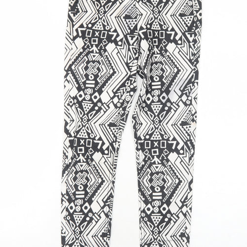 H&M Womens Black Geometric Cotton Skinny Jeans Size 10 Regular Zip