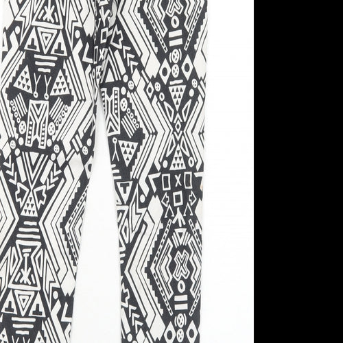H&M Womens Black Geometric Cotton Skinny Jeans Size 10 Regular Zip