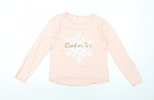 H&M Girls Pink Round Neck Cotton Pullover Jumper Size 11-12 Years Pullover - Cool As Ice