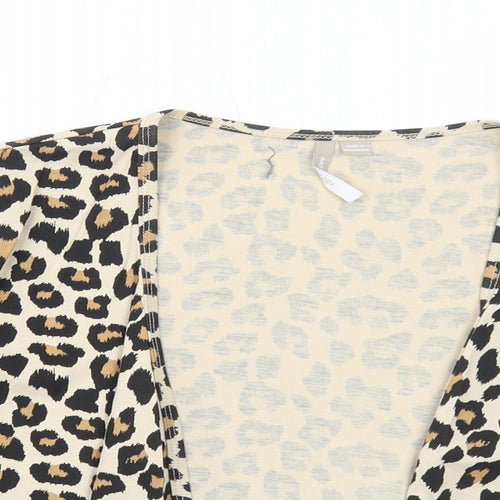 Anthology Womens Brown V-Neck Animal Print Cotton Shrug Jumper Size 12