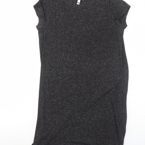 H&M Womens Grey Polyester T-Shirt Dress Size XS Round Neck Pullover