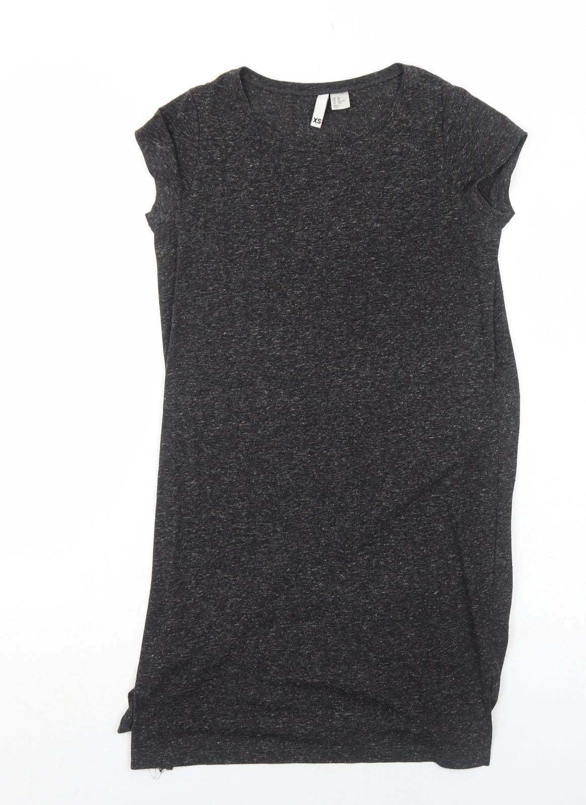 H&M Womens Grey Polyester T-Shirt Dress Size XS Round Neck Pullover