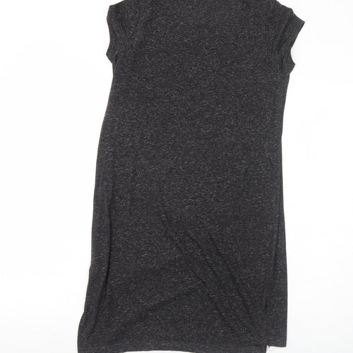 H&M Womens Grey Polyester T-Shirt Dress Size XS Round Neck Pullover