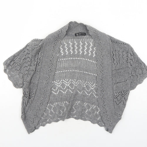Ellie Louise Womens Grey V-Neck Cotton Cardigan Jumper Size S