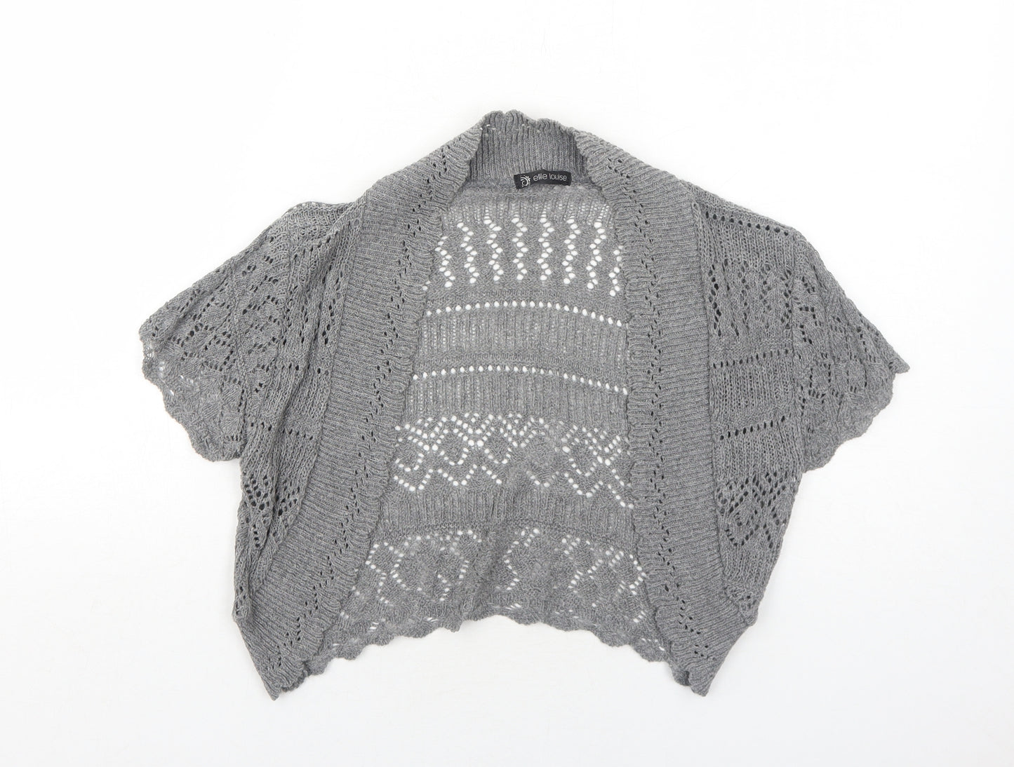 Ellie Louise Womens Grey V-Neck Cotton Cardigan Jumper Size S