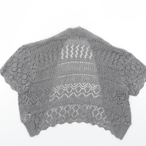 Ellie Louise Womens Grey V-Neck Cotton Cardigan Jumper Size S