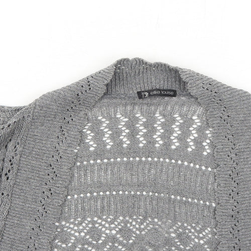 Ellie Louise Womens Grey V-Neck Cotton Cardigan Jumper Size S