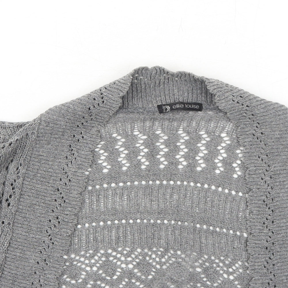 Ellie Louise Womens Grey V-Neck Cotton Cardigan Jumper Size S