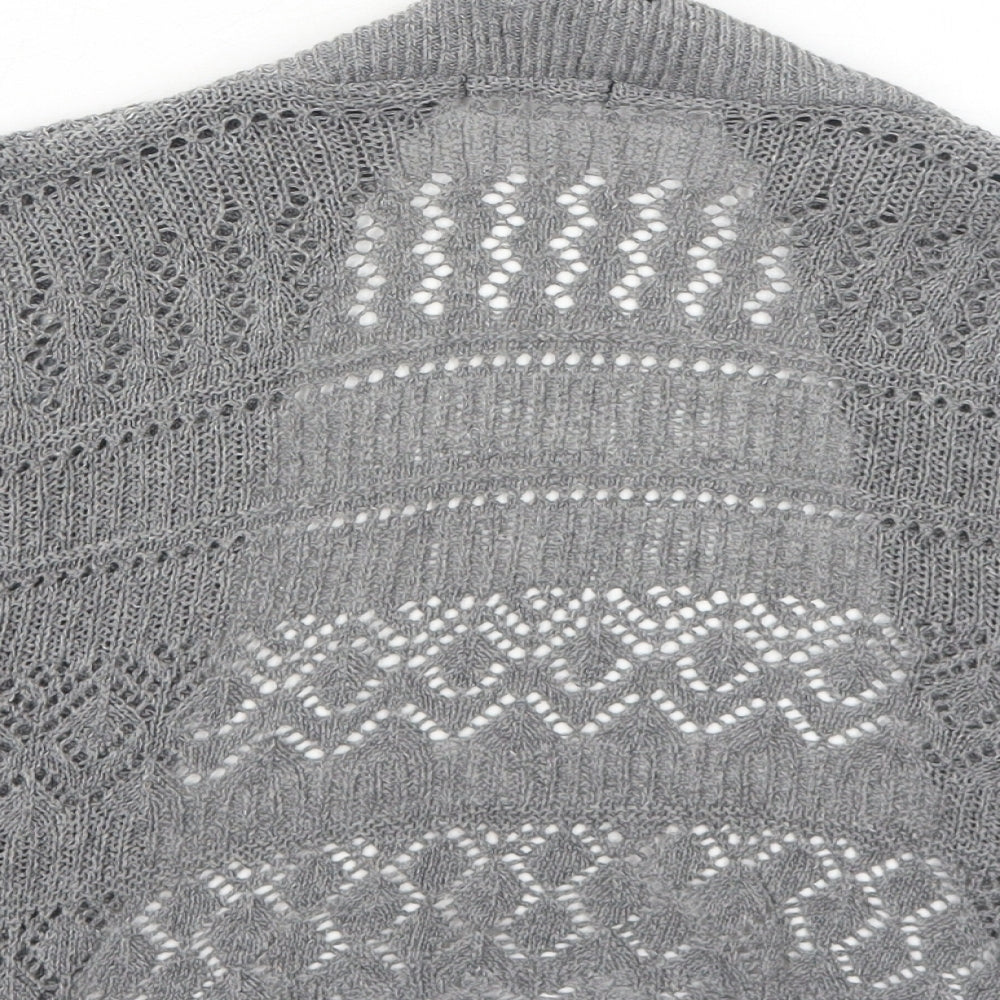 Ellie Louise Womens Grey V-Neck Cotton Cardigan Jumper Size S