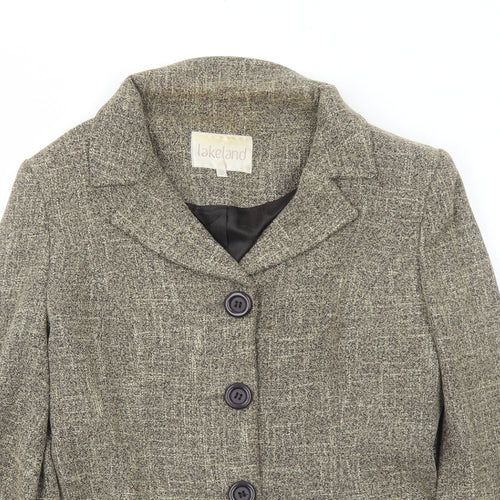 Lakeland Womens Brown Geometric Jacket Blazer Size 12 Button