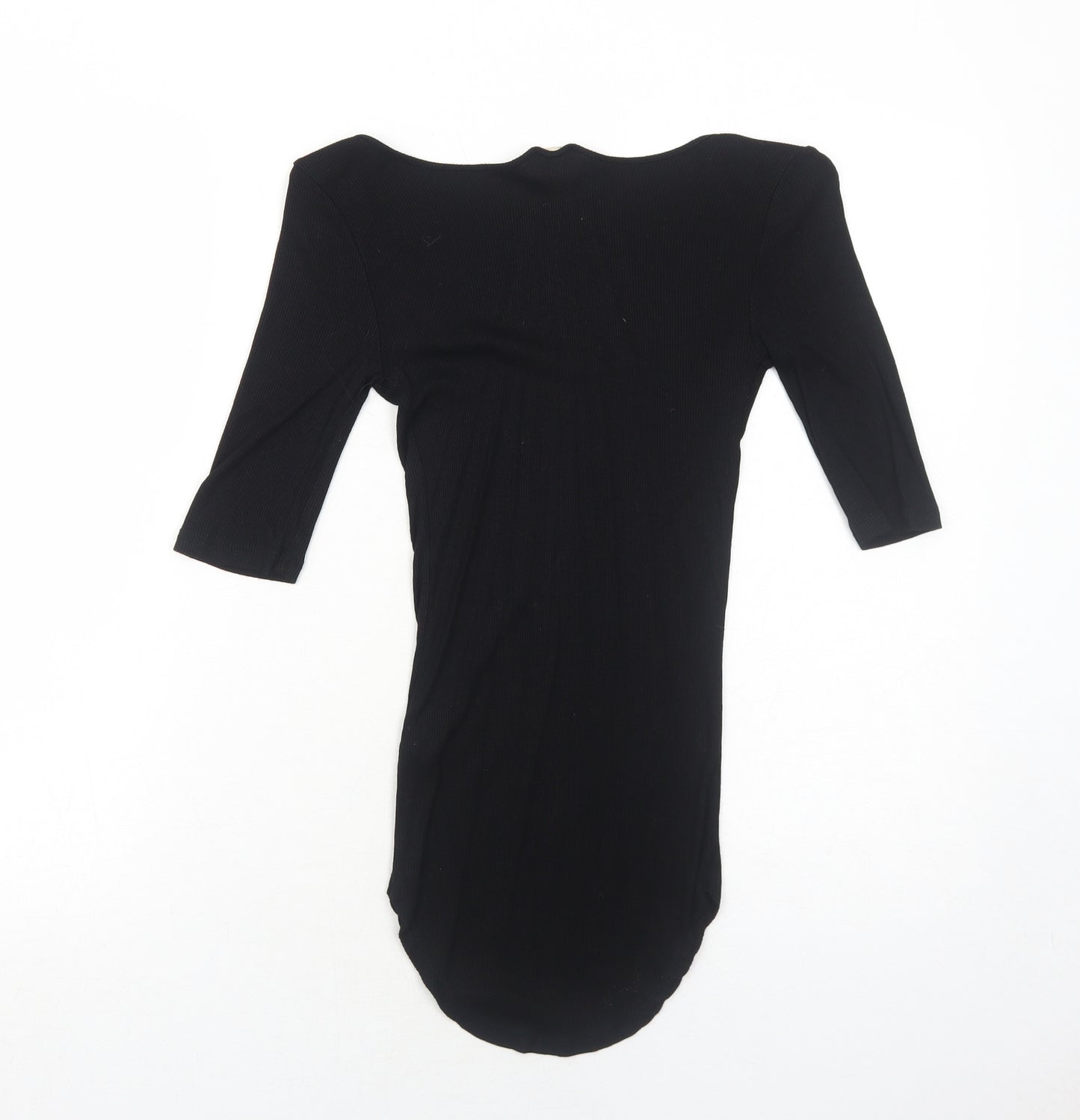 H&M Womens Black Viscose Basic T-Shirt Size 8 Round Neck
