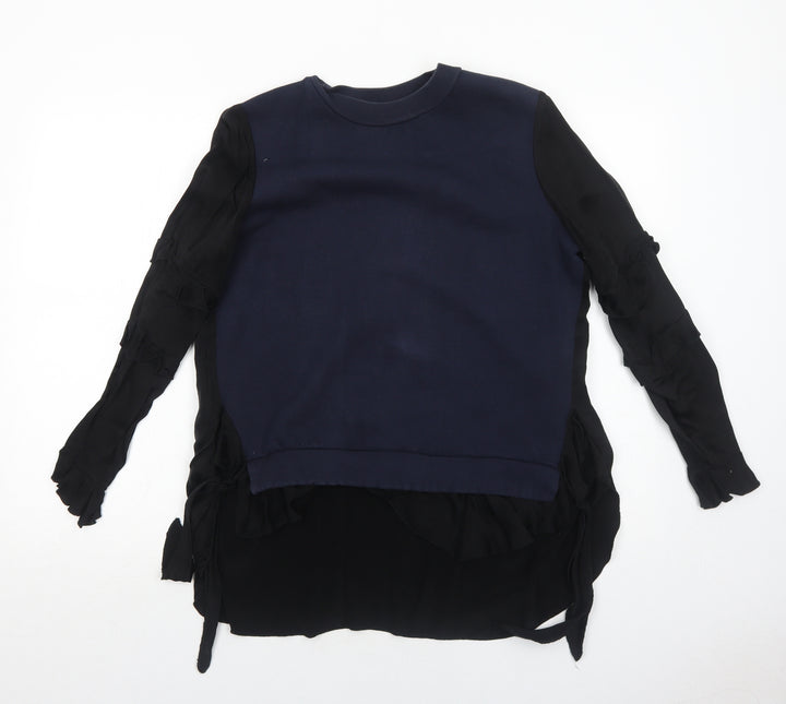 Zara Womens Blue Colourblock Polyester Pullover Sweatshirt Size M Pullover