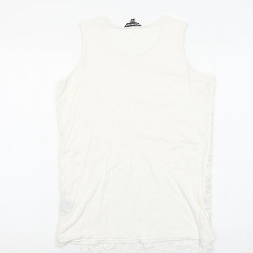 Unique Spectrum Womens White Elastane Basic Tank Size S Round Neck
