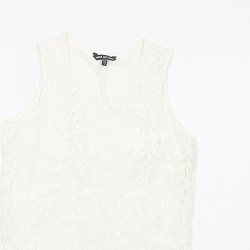 Unique Spectrum Womens White Elastane Basic Tank Size S Round Neck