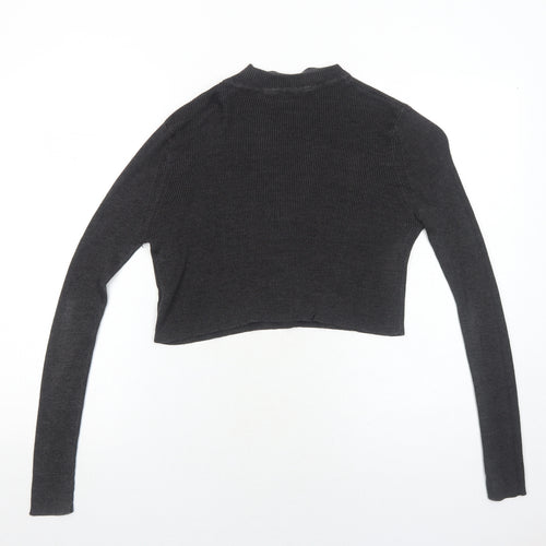 Select Womens Grey Mock Neck Cotton Pullover Jumper Size 10