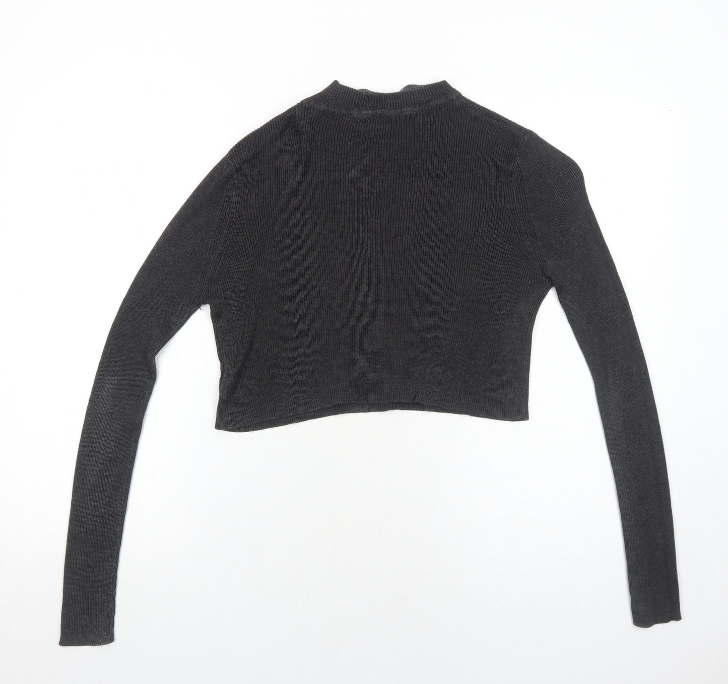 Select Womens Grey Mock Neck Cotton Pullover Jumper Size 10