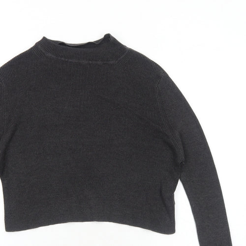 Select Womens Grey Mock Neck Cotton Pullover Jumper Size 10