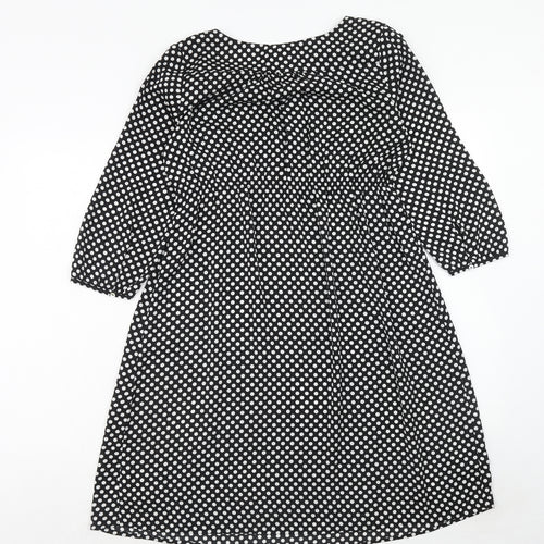 H&M Womens Black Polka Dot Polyester Trapeze & Swing Size S V-Neck Pullover