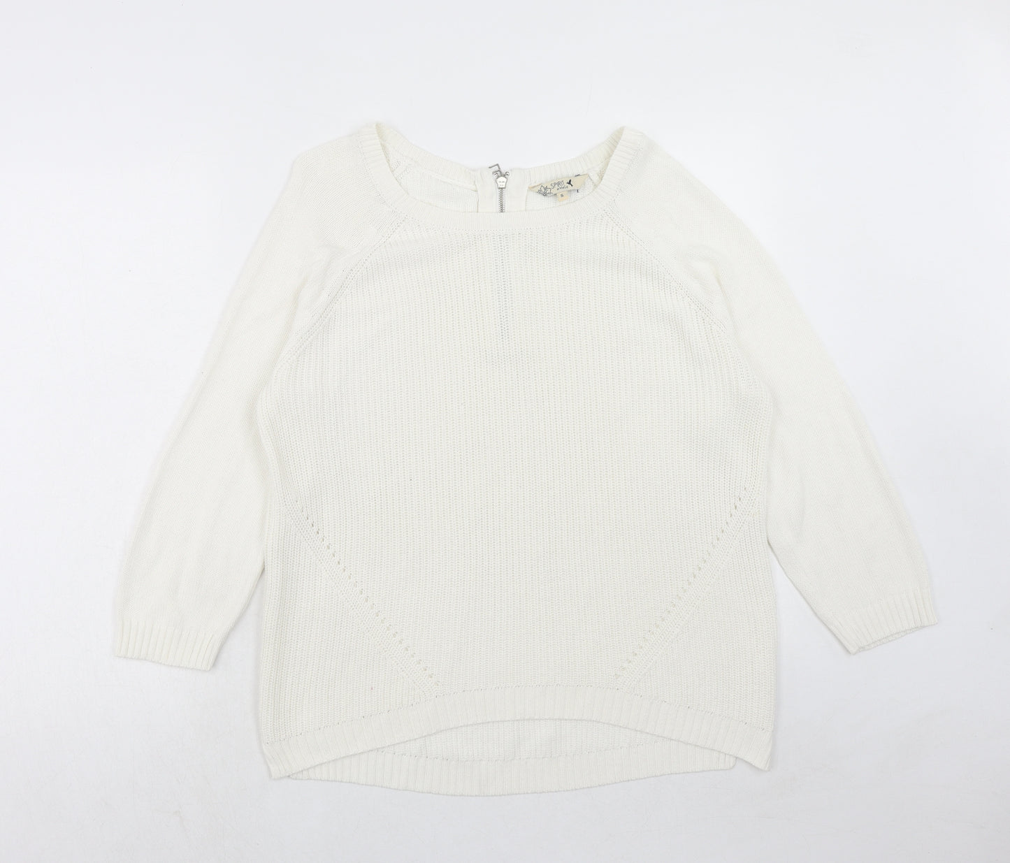 M&Co Womens White Round Neck Acrylic Pullover Jumper Size 16