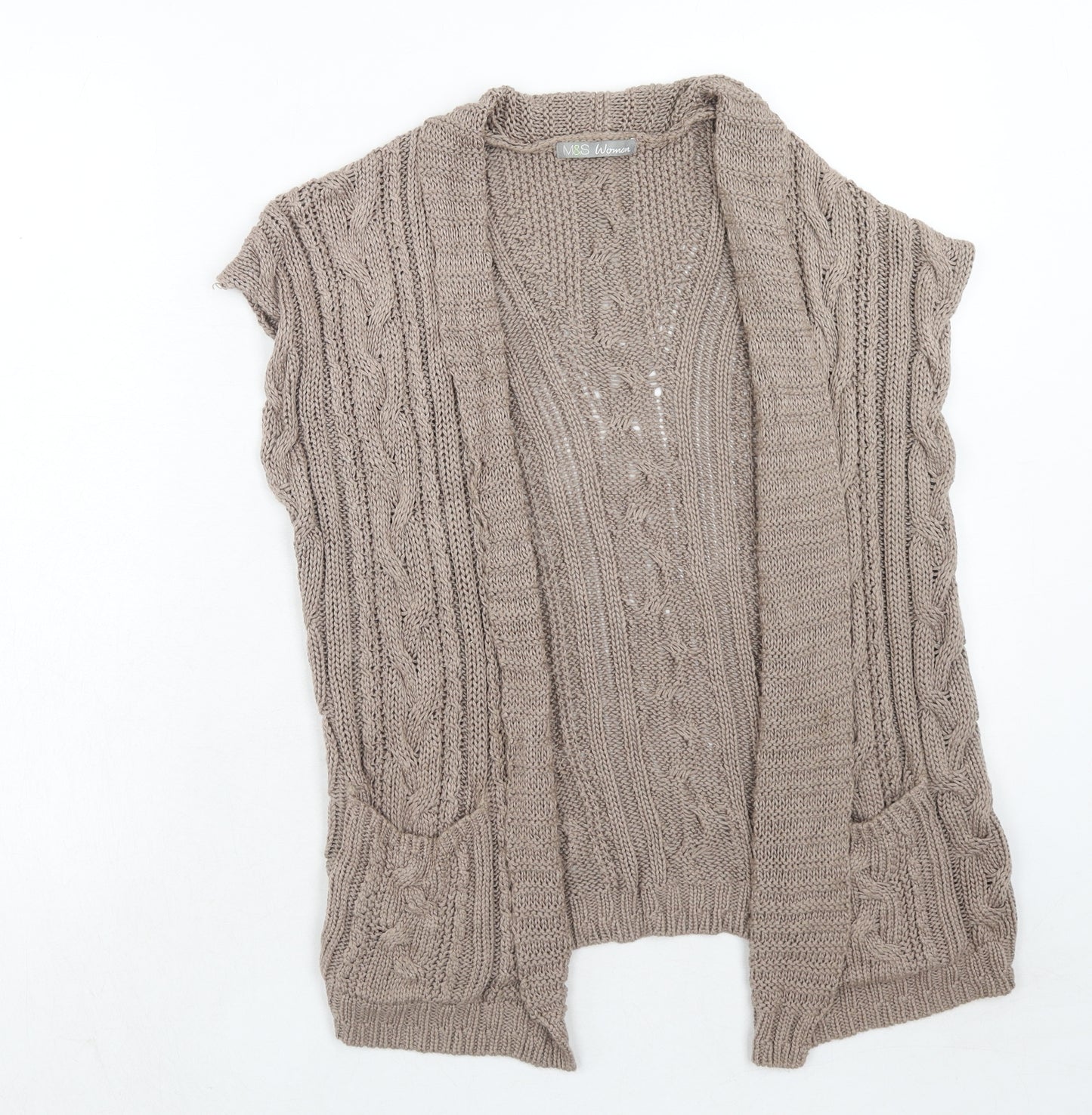 Marks and Spencer Womens Brown V-Neck Acrylic Cardigan Jumper Size S